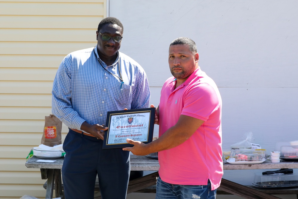 7th Signal Command (Theater) Fort Meade Headquarters conducts Hails and Farewells Sept. 19