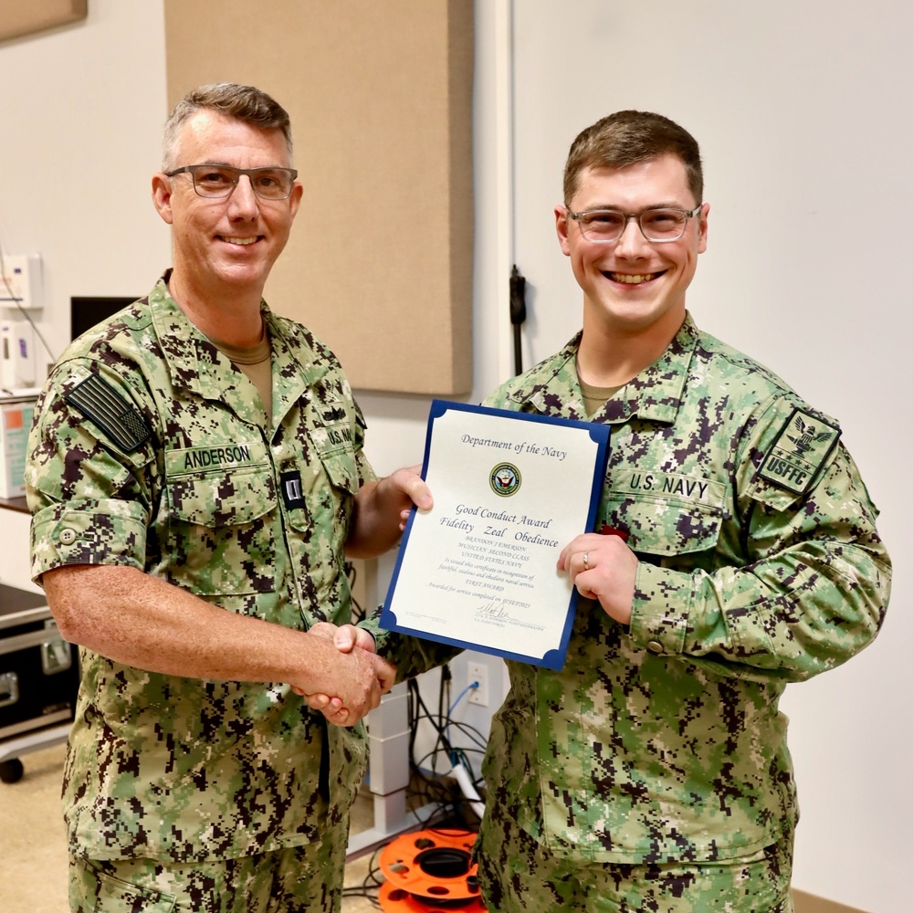 MU2 Brandon Emerson receives Good Conduct Award
