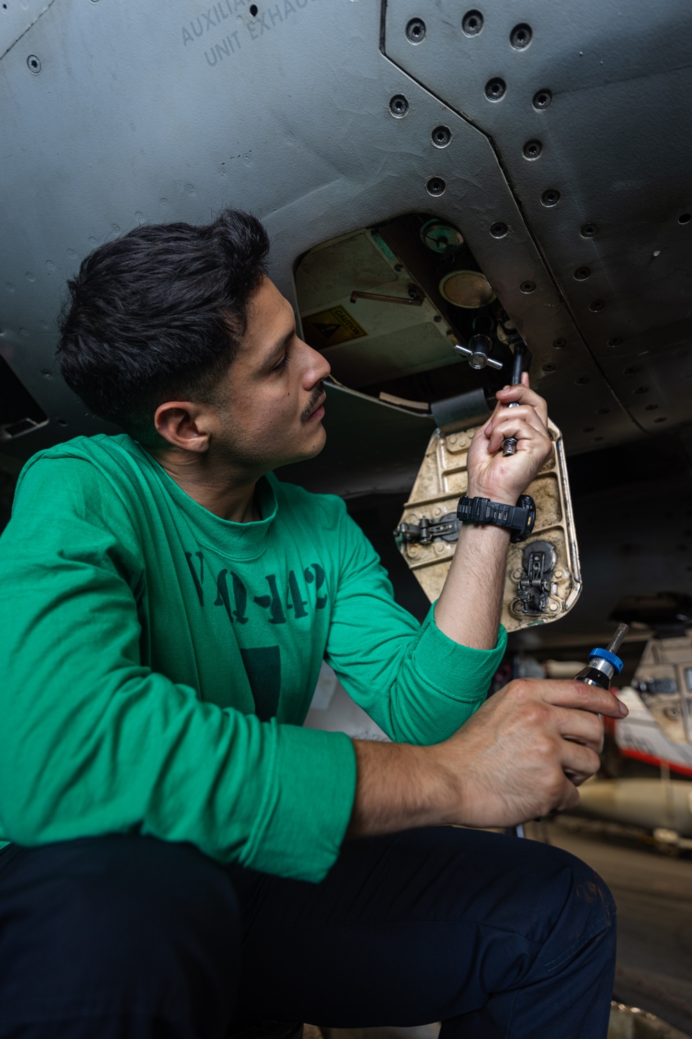 USS Gerald R. Ford (CVN 78) Sailor Conducts Maintenance