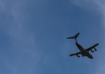 Allied Aircraft Fly Over Drop Zone Ahead of Falcon Leap Airborne Operations