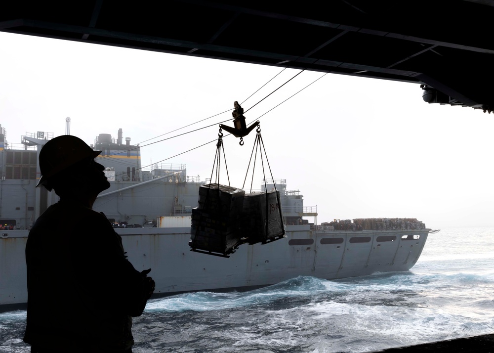 USS Gerald R. Ford (CVN 78) Conducts Replenishment-At-Sea