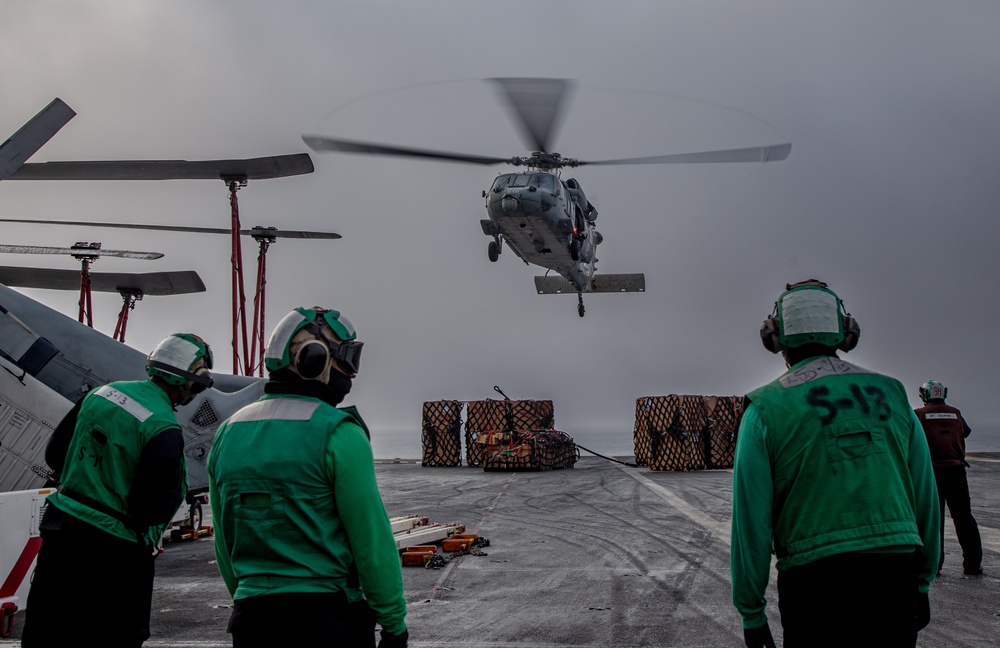 USS Gerald R. Ford (CVN 78) Conducts a Replenishment-at-Sea