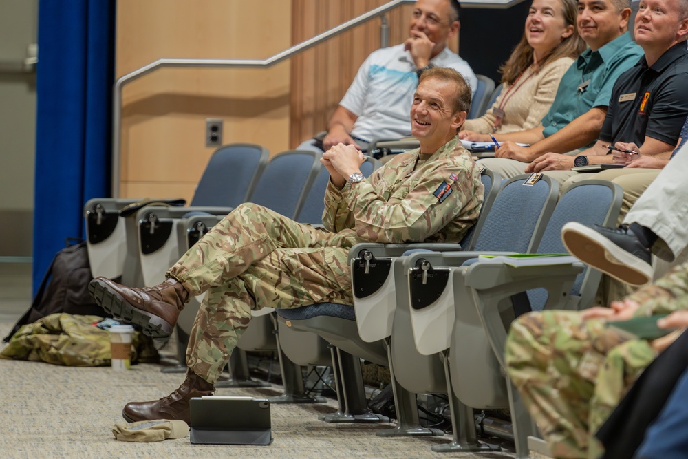 Lieutenant General Sir C.S. Collins, speaks to USAWC students during the Kermit Roosevelt Lecture Series 2025