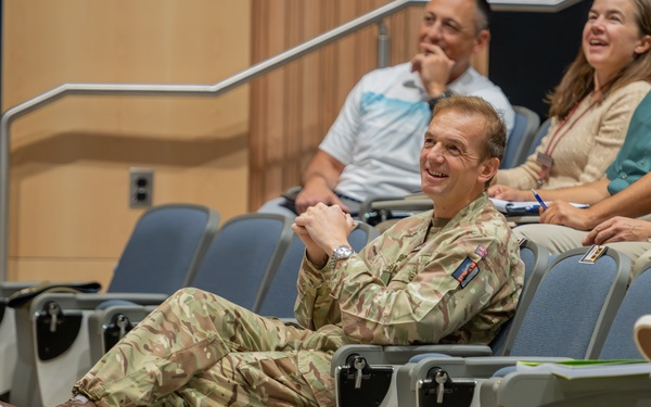 Lieutenant General Sir C.S. Collins, speaks to USAWC students during the Kermit Roosevelt Lecture Series 2025