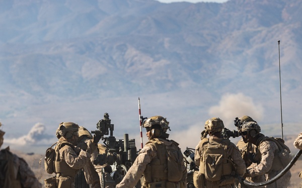1st Bn., 11th Marines conduct direct fire artillery range