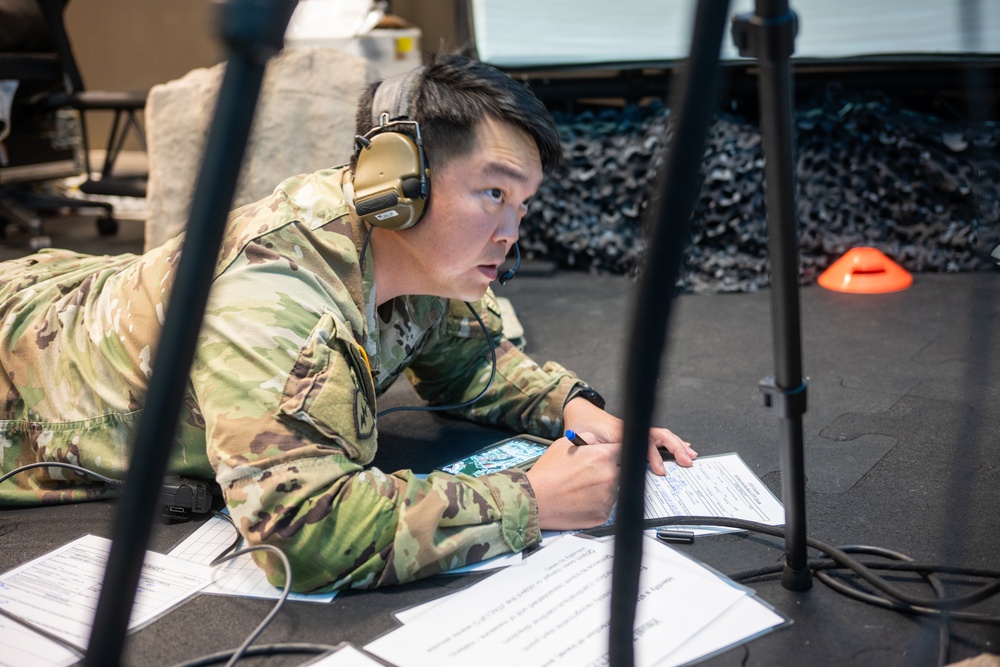 U.S. Soldiers utilize simulation rooms for Joint Fires Observation