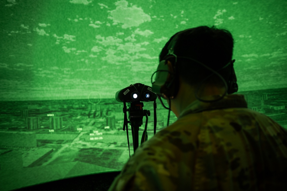 U.S. Soldiers utilize simulation rooms for Joint Fires Observation