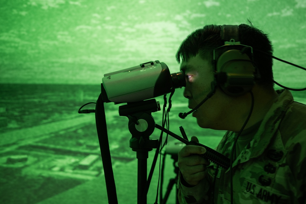 U.S. Soldiers utilize simulation rooms for Joint Fires Observation