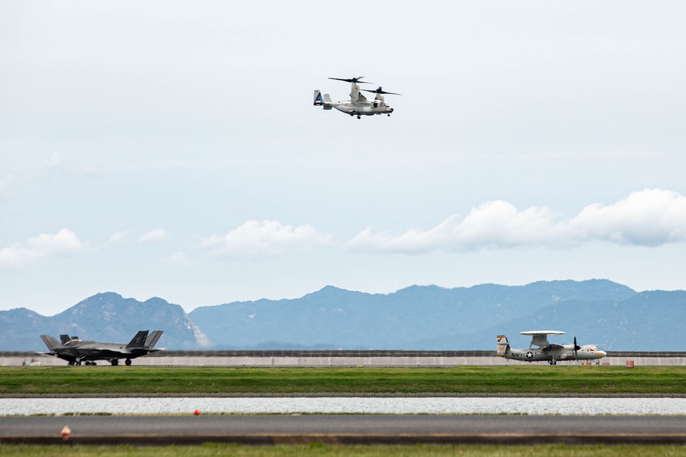 VAW-125 E2D Hawkeyes takeoff for Freedom Edge 25