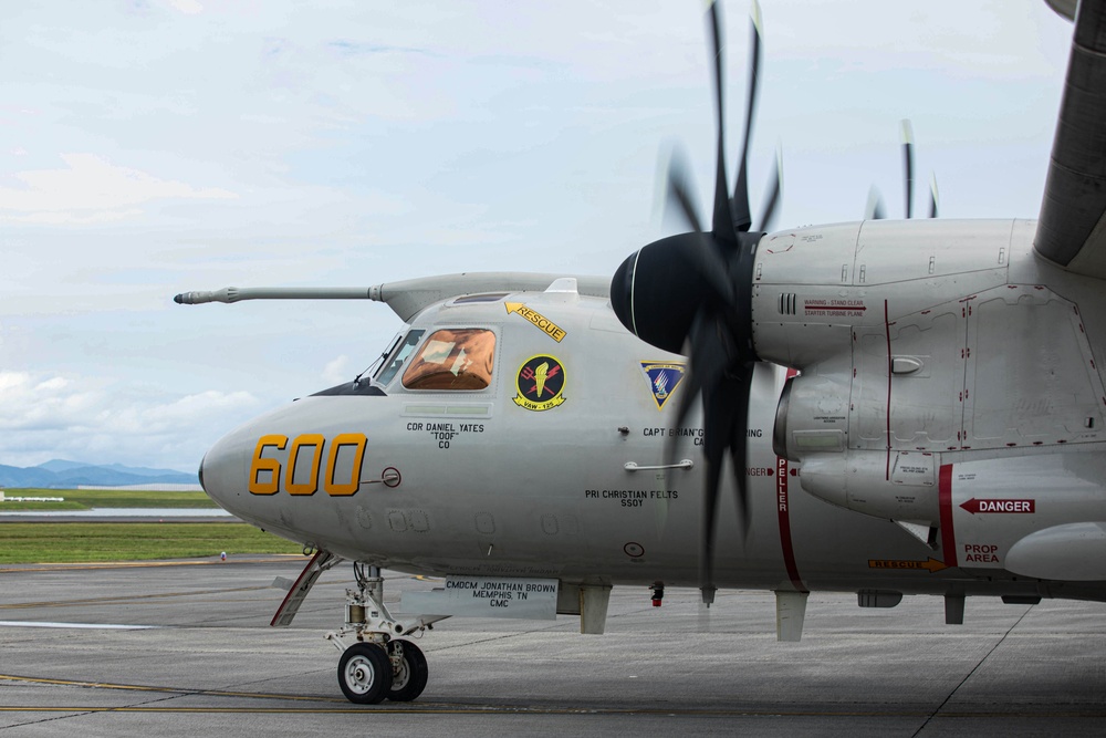 VAW-125 E2D Hawkeyes takeoff for Freedom Edge 25