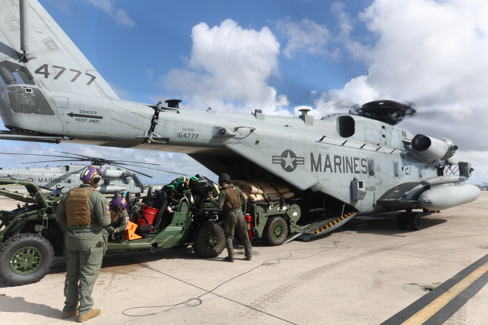 1st MAW Marines load forward arming, refueling point equipment