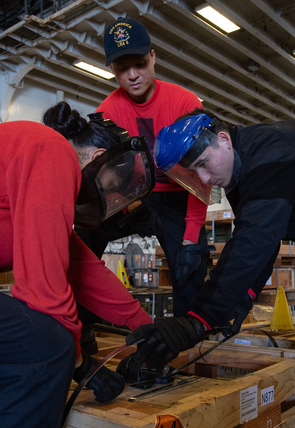USS America (LHA 6) Conducts Ordnance Handling Evolution