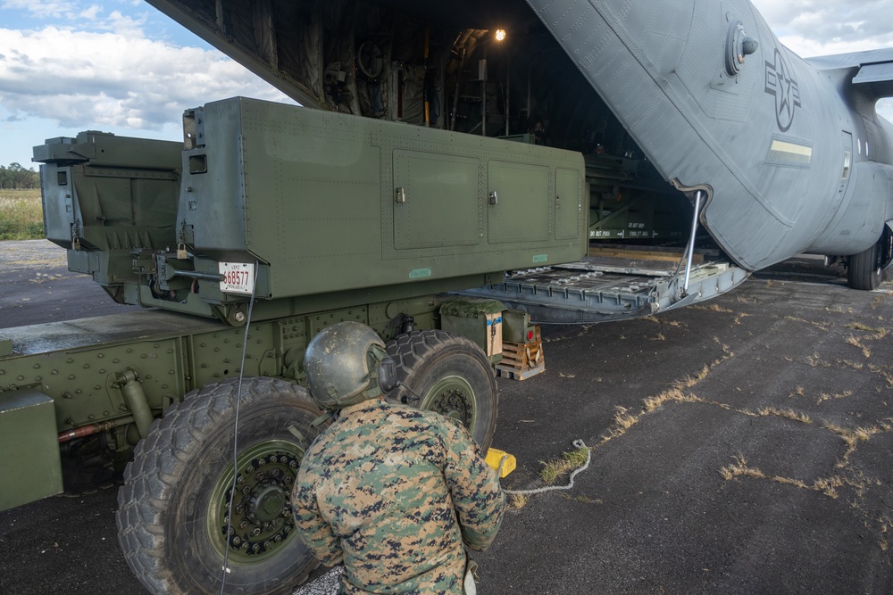 U.S. Marines and Airmen Transport HIMARS During Orient Shield 25