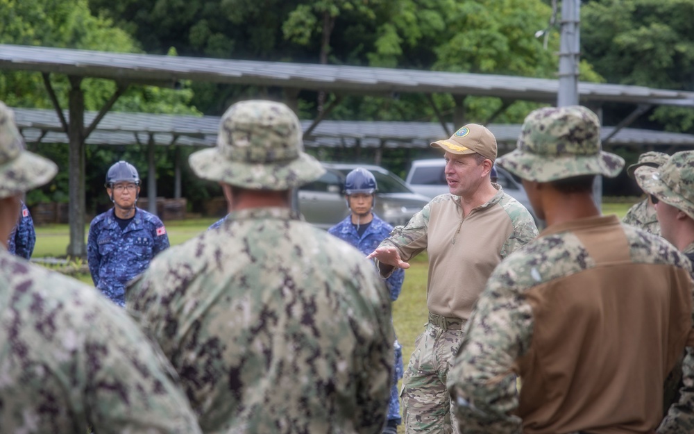 Pacific Partnership 2025 multinational service members attend a Seabee Combat Warfare pinning ceremony on Bloody Nose Ridge in Peleliu, Palau