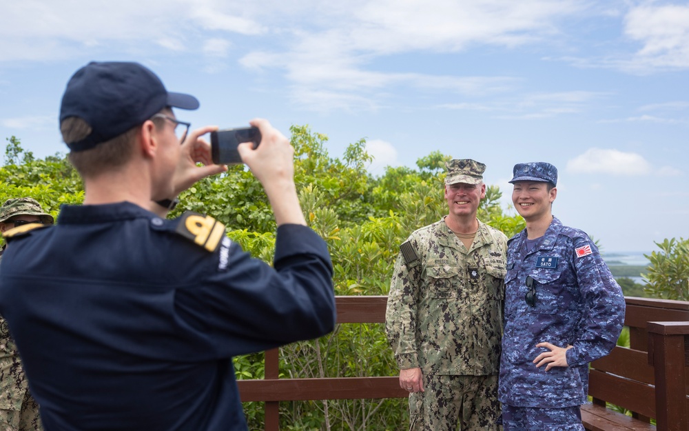 Pacific Partnership 2025 multinational service members attend a Seabee Combat Warfare pinning ceremony on Bloody Nose Ridge in Peleliu, Palau