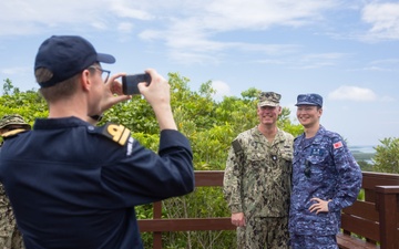 Pacific Partnership 2025 multinational service members attend a Seabee Combat Warfare pinning ceremony on Bloody Nose Ridge in Peleliu, Palau