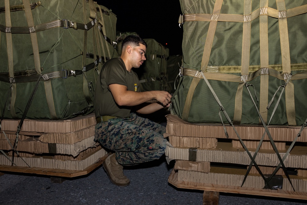 U.S. Marines with 3rd Marine Logistics Group conduct aerial deliveries during Resolute Dragon 25