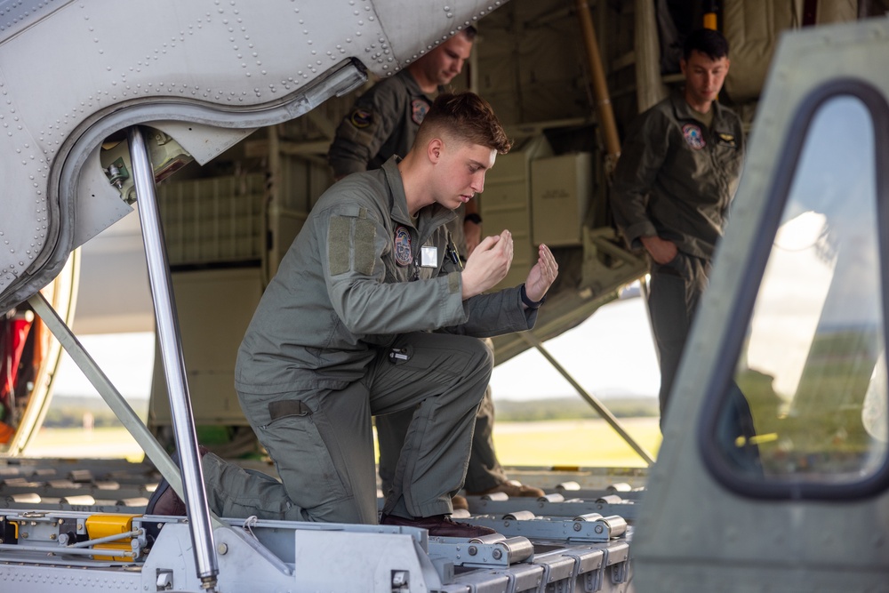 U.S. Marines with 3rd Marine Logistics Group conduct aerial deliveries during Resolute Dragon 25