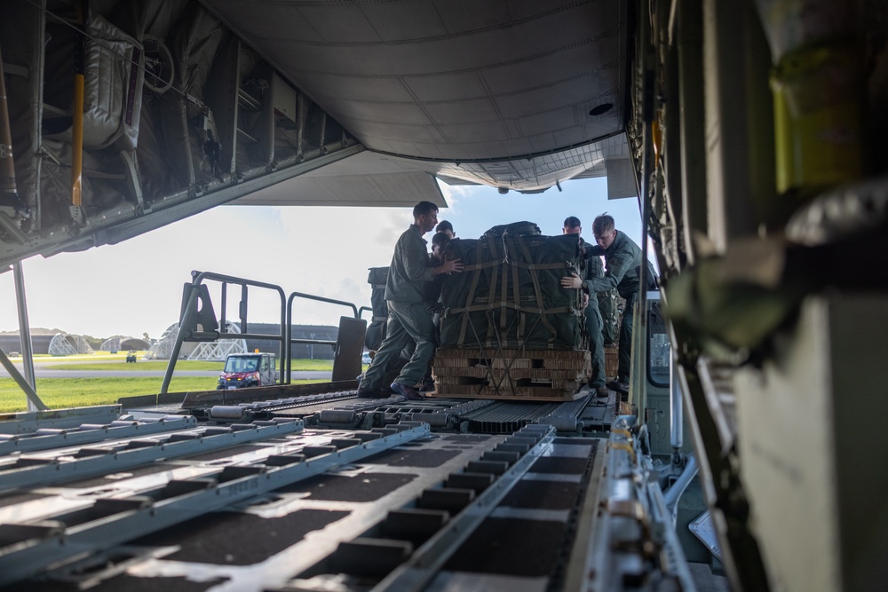 U.S. Marines with 3rd Marine Logistics Group conduct aerial deliveries during Resolute Dragon 25