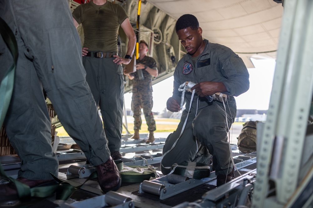 U.S. Marines with 3rd Marine Logistics Group conduct aerial deliveries during Resolute Dragon 25