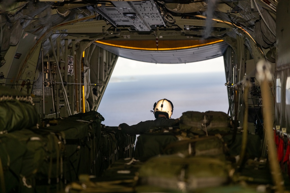 U.S. Marines with 3rd Marine Logistics Group conduct aerial deliveries during Resolute Dragon 25