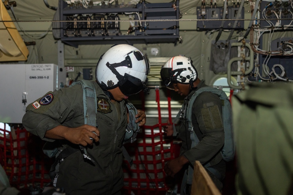 U.S. Marines with 3rd Marine Logistics Group conduct aerial deliveries during Resolute Dragon 25