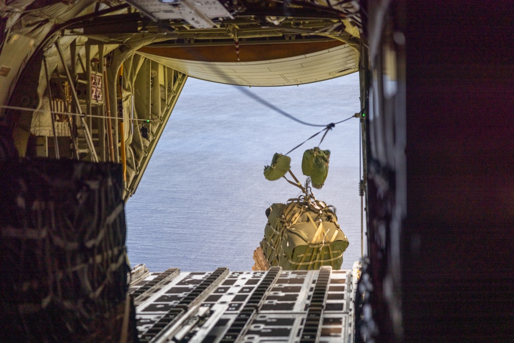 U.S. Marines with 3rd Marine Logistics Group conduct aerial deliveries during Resolute Dragon 25