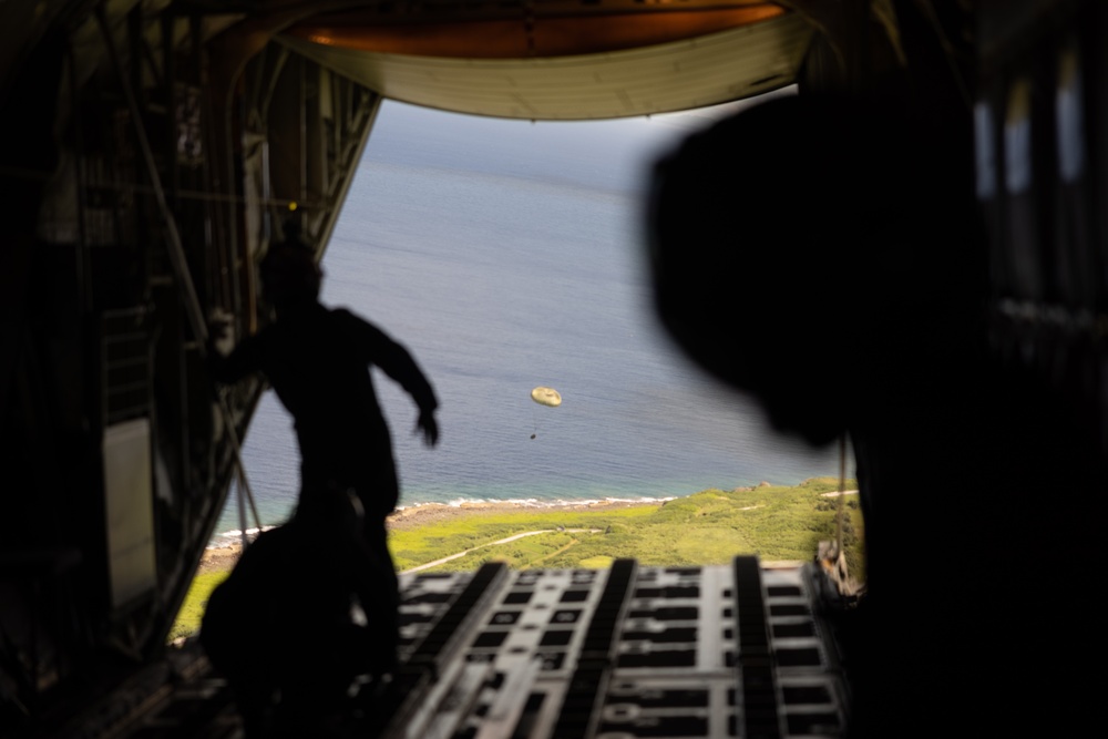 U.S. Marines with 3rd Marine Logistics Group conduct aerial deliveries during Resolute Dragon 25