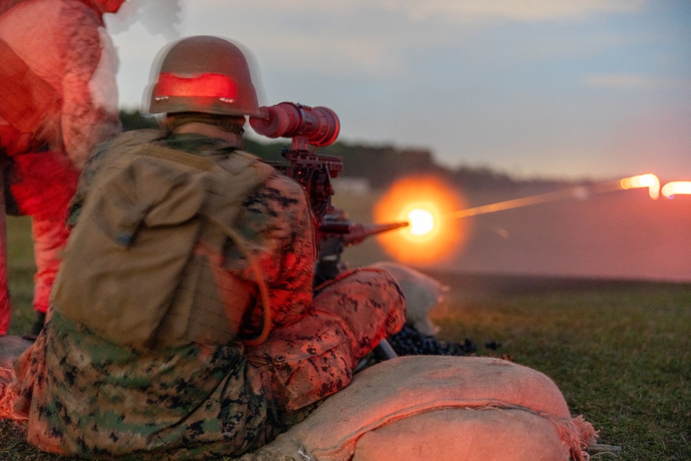 Marines with Infantry Training Battalion, School of Infantry – East utilize M2A1 machine guns Marines with Infantry Training Battalion, School of Infantry – East utilize M2A1 machine guns