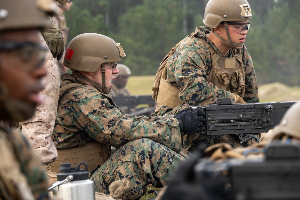 Marines with Infantry Training Battalion, School of Infantry – East utilize M2A1 machine guns Marines with Infantry Training Battalion, School of Infantry – East utilize M2A1 machine guns