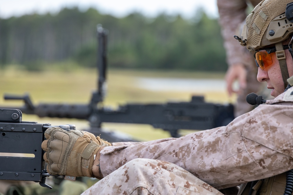 Marines with Infantry Training Battalion, School of Infantry – East utilize M2A1 machine guns Marines with Infantry Training Battalion, School of Infantry – East utilize M2A1 machine guns