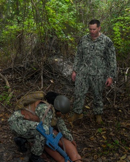 Hospital Corpsmen participate in tactical combat casualty care drill