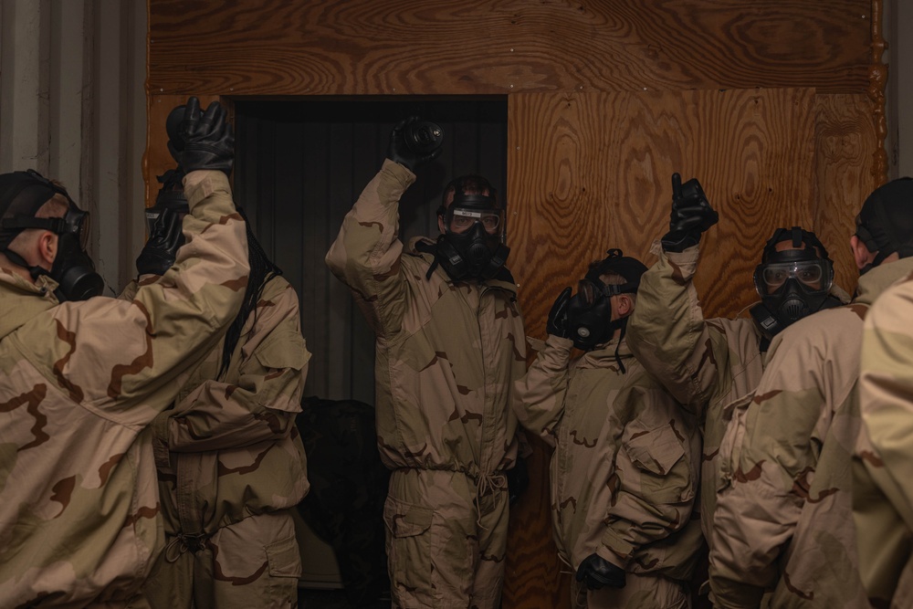 U.S. Marine Security Guard Students Train in Confined Space Trainer and Gas Chamber