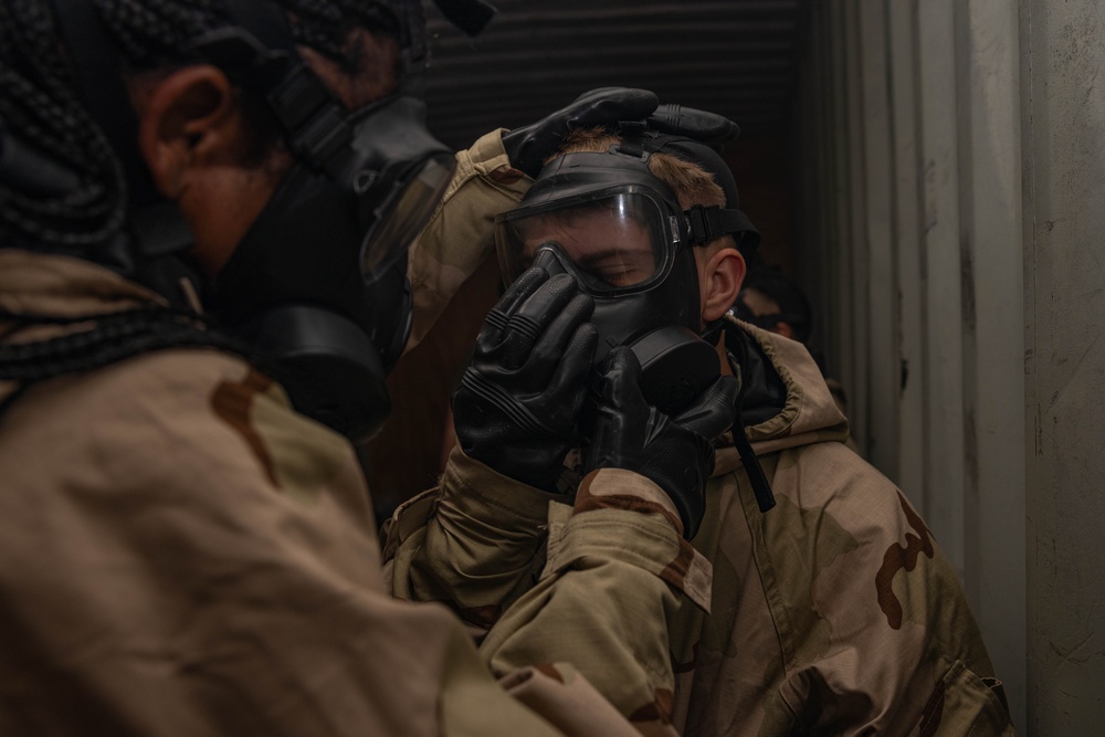 U.S. Marine Security Guard Students Train in Confined Space Trainer and Gas Chamber