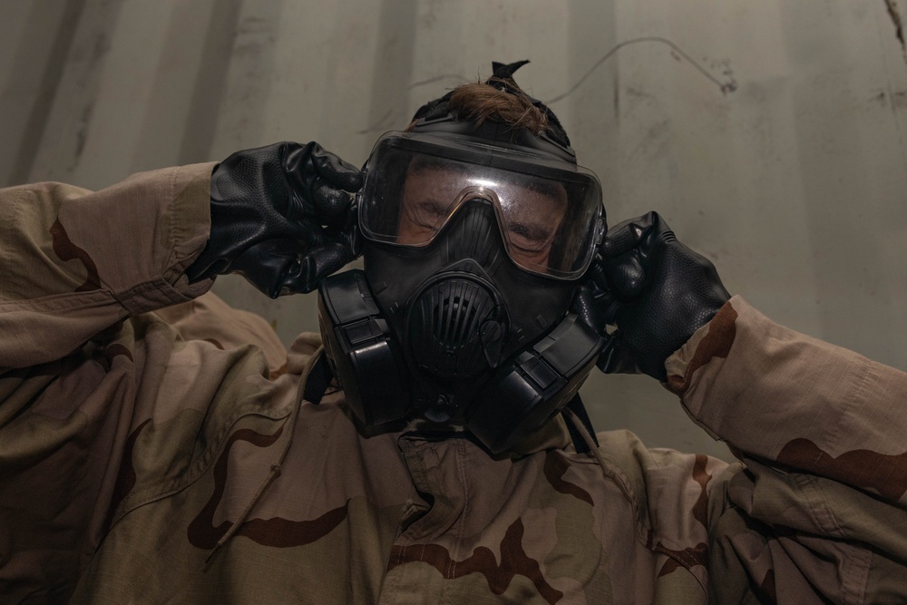 U.S. Marine Security Guard Students Train in Confined Space Trainer and Gas Chamber