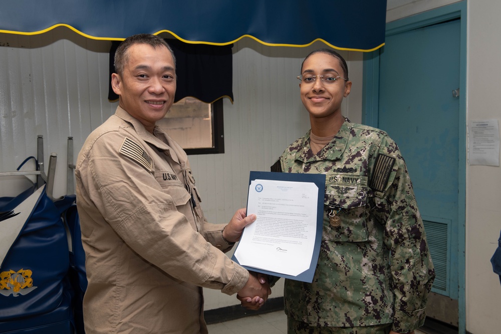 USS John C. Sennis Supply Awards at Quarters