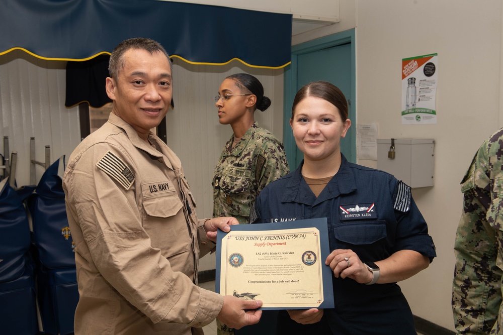USS John C. Sennis Supply Awards at Quarters