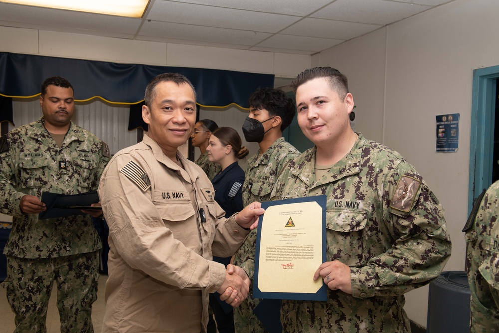 USS John C. Sennis Supply Awards at Quarters
