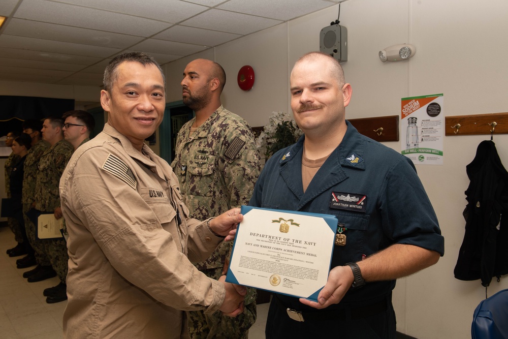 USS John C. Sennis Supply Awards at Quarters