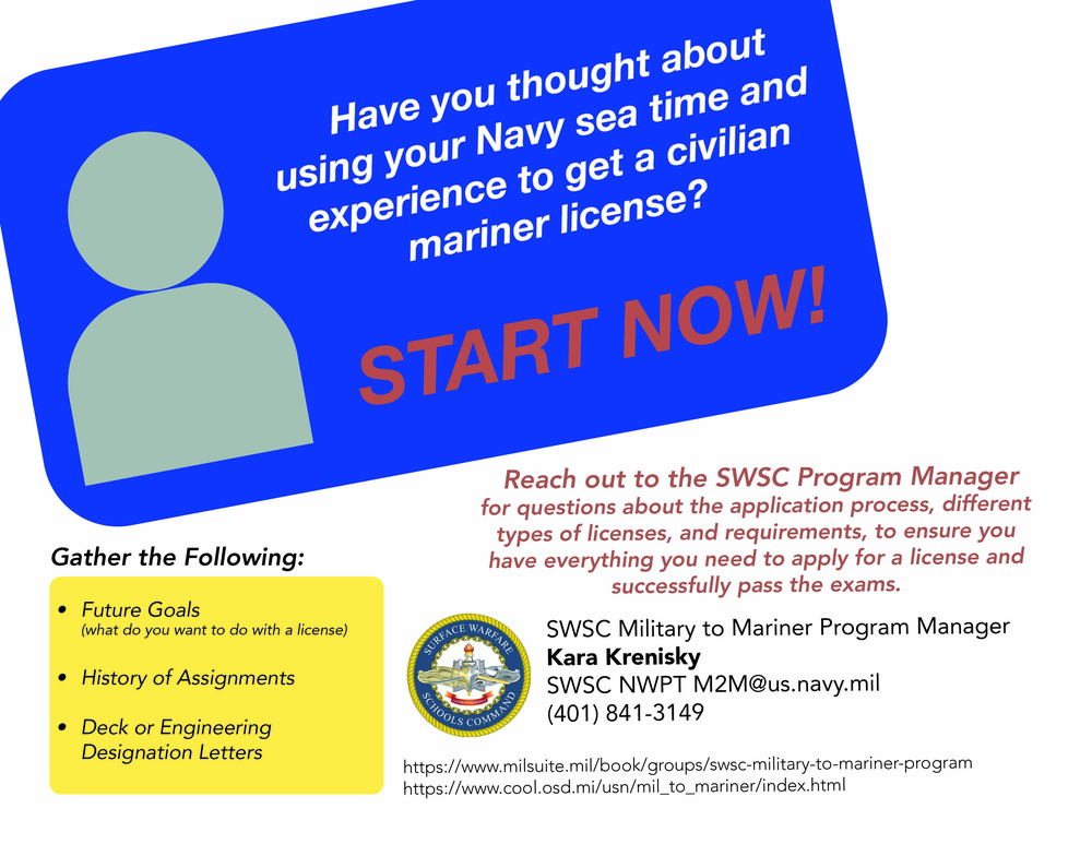 SWSC program helps Sailors translate Navy experience into mariner credentials