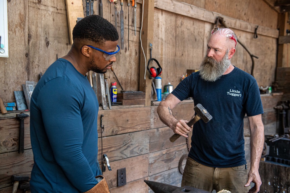 Ronald Reagan Sailors Attend a Blacksmith Class with MWR