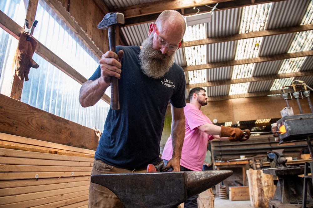 Ronald Reagan Sailors Attend a Blacksmith Class with MWR