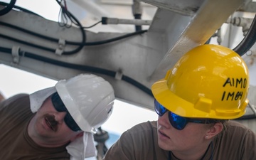 USS Tripoli Performs Crane Maintenance