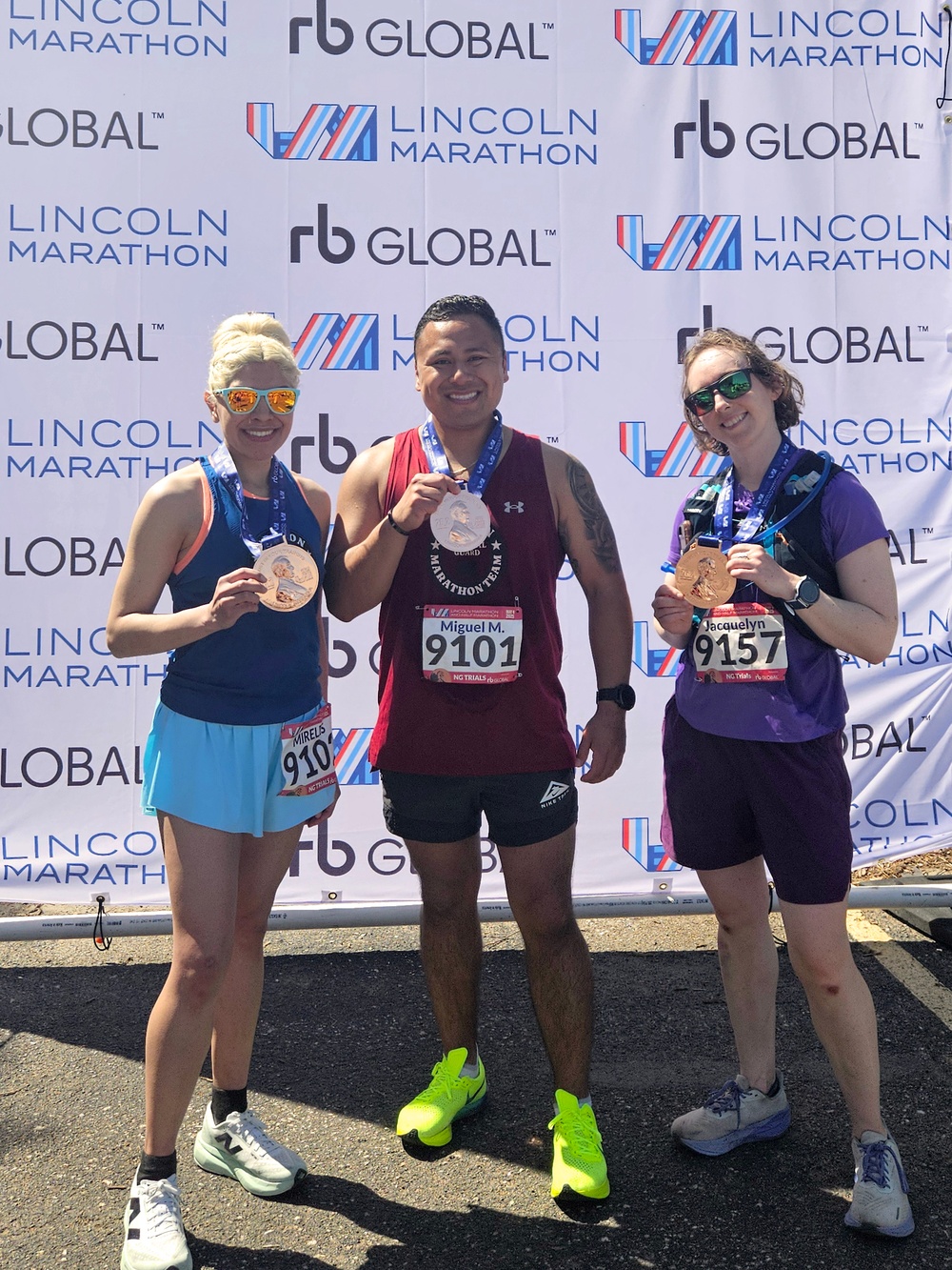Three Oregon Guardsmen test their endurance at the National Guard Marathon
