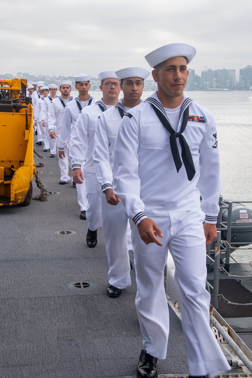 USS America (LHA 6) Man the Rails in Transit to San Diego