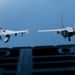 F-15EX Eagle II and F-16D Fighting Falcon fly over the Gulf of America