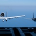 F-15EX Eagle II and F-16D Fighting Falcon fly over the Gulf of America