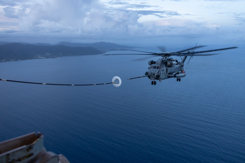22nd MEU(SOC) | C-130J Super Hercules and CH-53E Super Stallion Aerial Refueling Operations