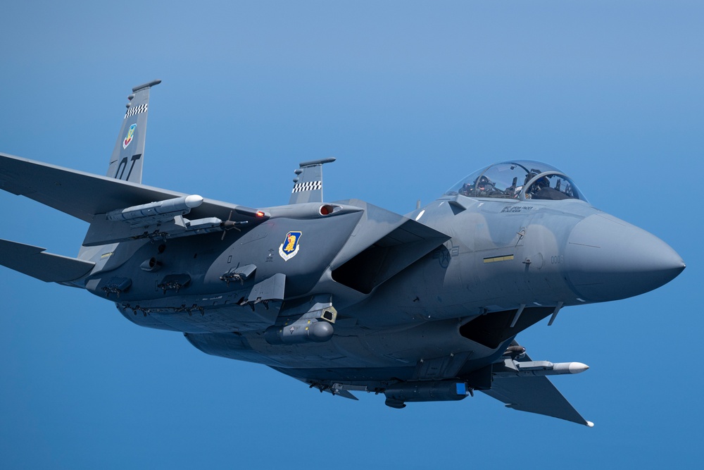 F-15EX Eagle II flies over the Gulf of America