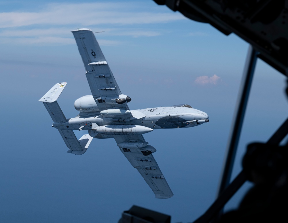 A-10C Thunderbolt II flies over the Gulf of America